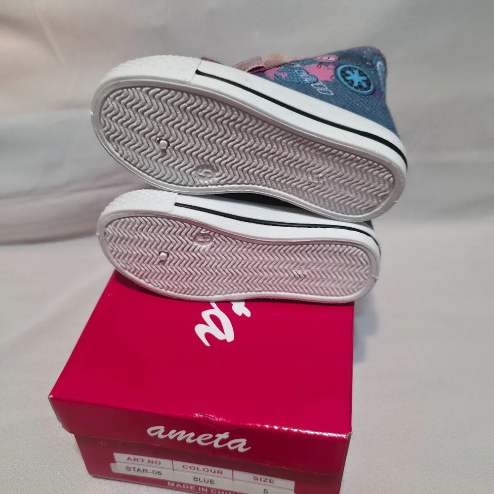 Ameta Toddler Girls High Top Hook & Loop Rhinestone Shoes Size 5 NWT‎